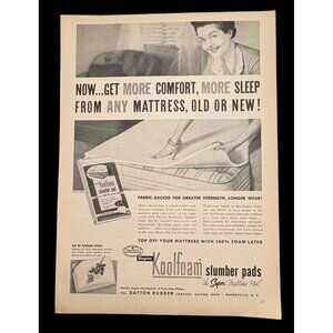 Koolfoam Slumber Pads Vintage Print Ad 1950s Foam Mattress Pads Dayton Rubber Co